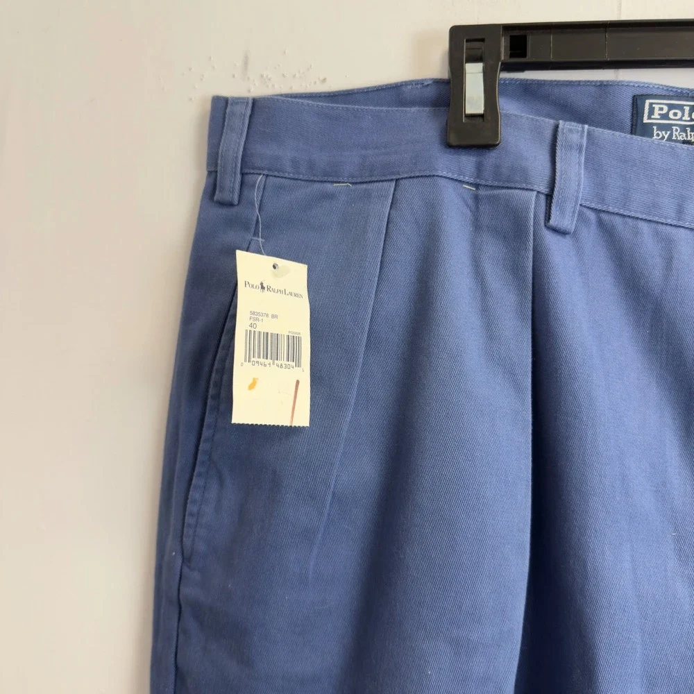 NEW Polo Ralph Lauren Tyler Short Mens 40 Blue Pleated Chino Cotton Twill 9
